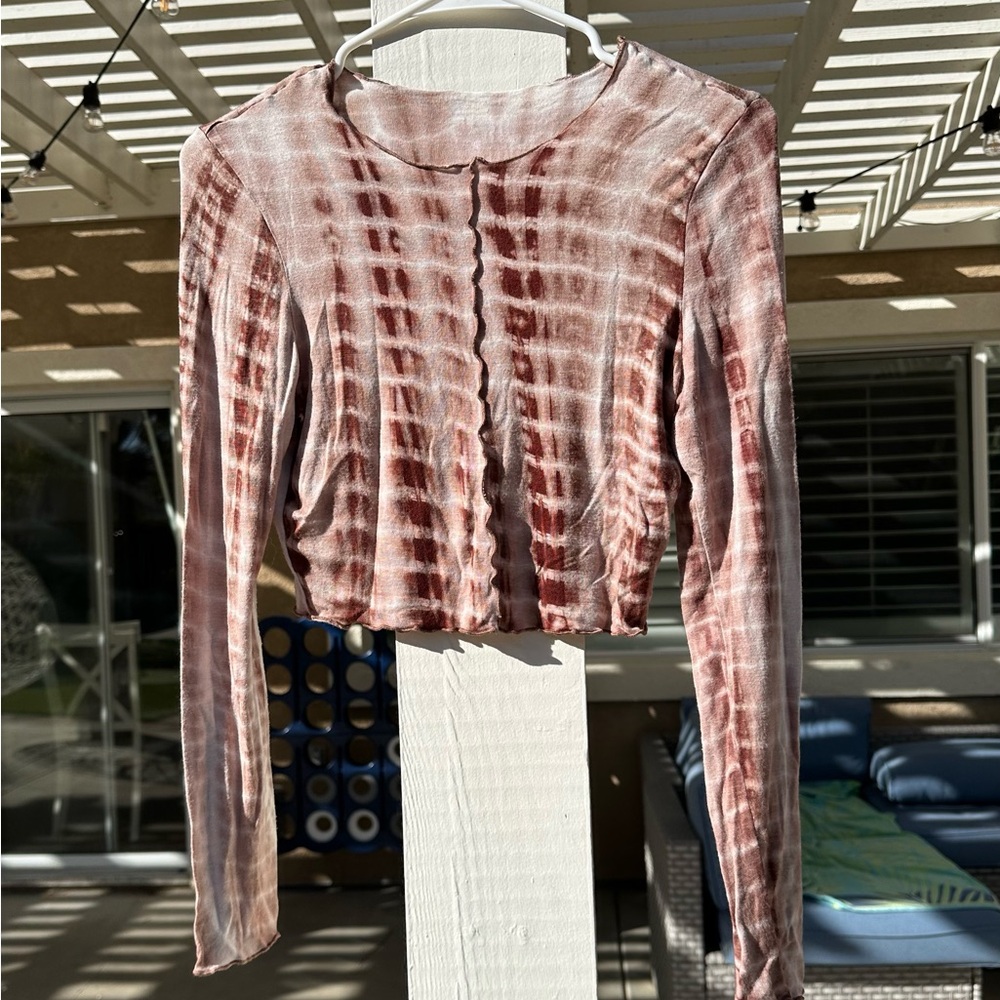 Women’s Tie-Dye Seam Front Long Sleeve Crop Top